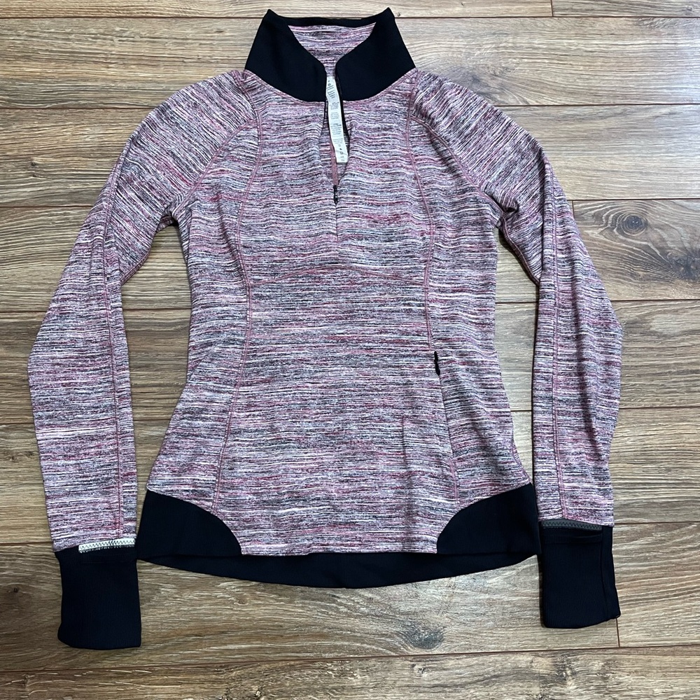 Lululemon Athletica Pink and Black Quarter-Zip Sweatshirt